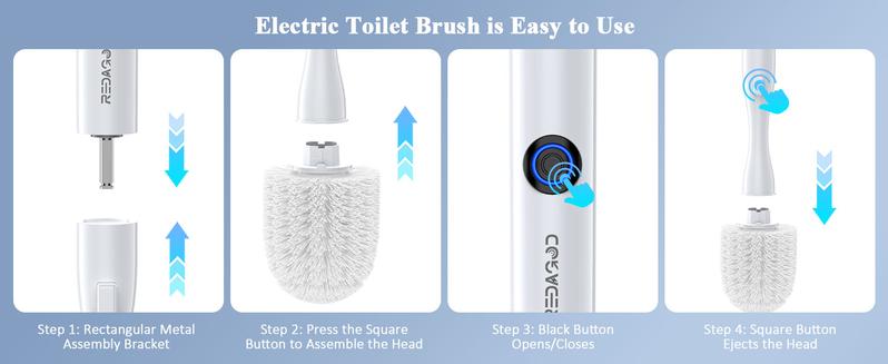 Electric Toilet Brush and Holder Set, Multi-function Toilet Bowl Cleaners with Solid Handle and Durable Bristles Easy Deep Cleaning for Bathroom,Rechargeable,5 Refills Disposable Cleaner Brush