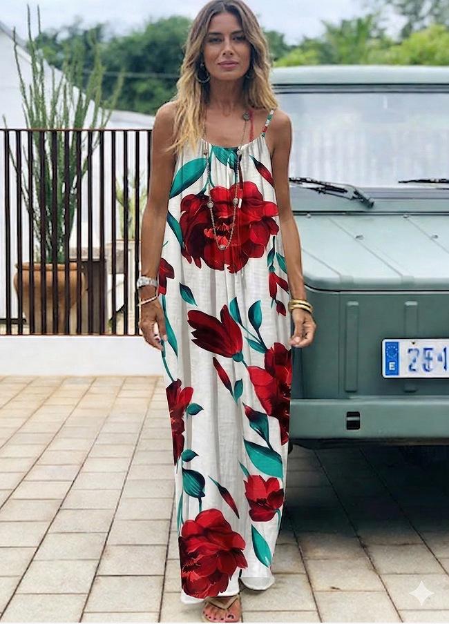 2026 Women's Nightdress Printed Halter Neck Backless Loose Nightgown Casual Homewear in Leopard Print