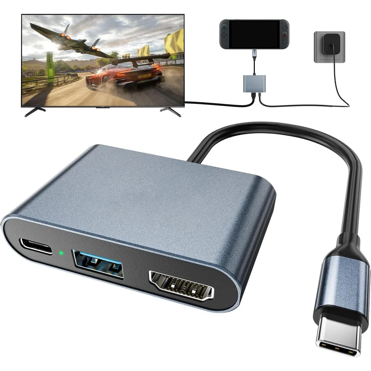 Switch 2 Dock,Portable USB C Docking Station with 4K@60Hz~120Hz HDR/PD Max100W/USB Port,Aluminum Alloy Travel TV Dock for Switch/Steam Deck/ROG Xbox Ally X/Legion Go 1/2/S