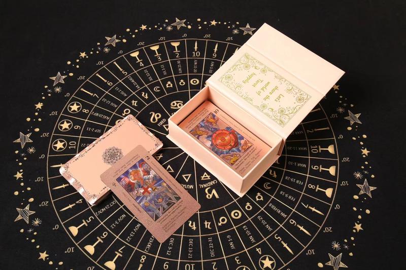 Rose Gold Tarot Cards with Guide Book Waterproof Wrinkle Resistant Foil Tarot Deck for Beginners Includes Chakras Planets Zodiac Signs Elements & Affirmations