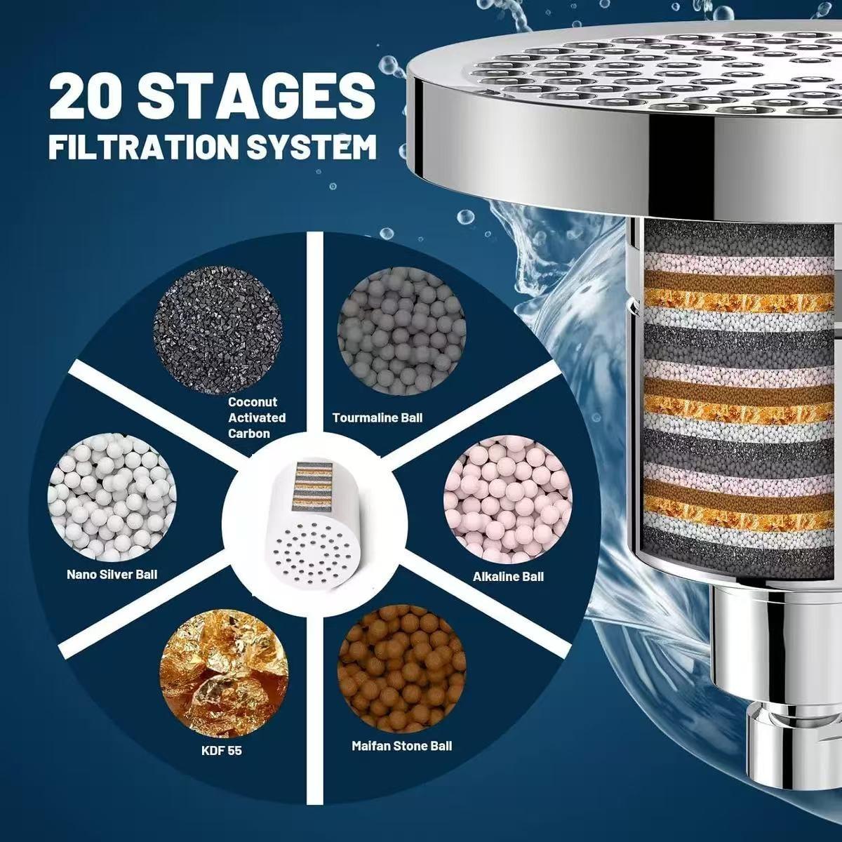 Home Bathroom Shower Head Filter Water Purifier, Improves Water Quality for Bathing, Home Filter Core, Pre-Installation Shower Filter, Showerhead Filter
