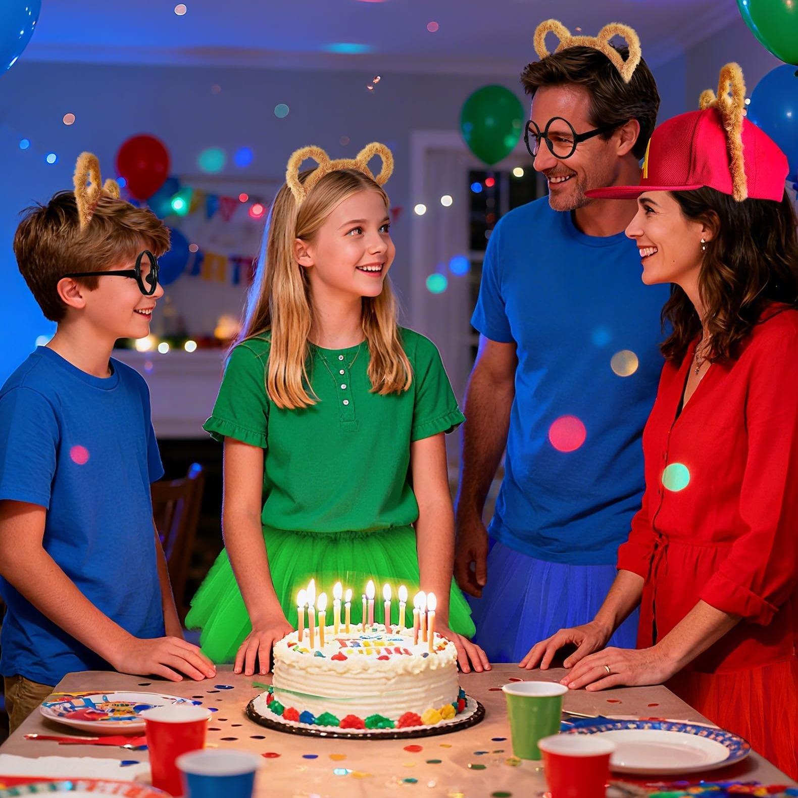 Animal Chipmunk Costume Set with Ears Headband,Round Glasses, Halloween Accessories,School,Funny Party Dress Up Outfit