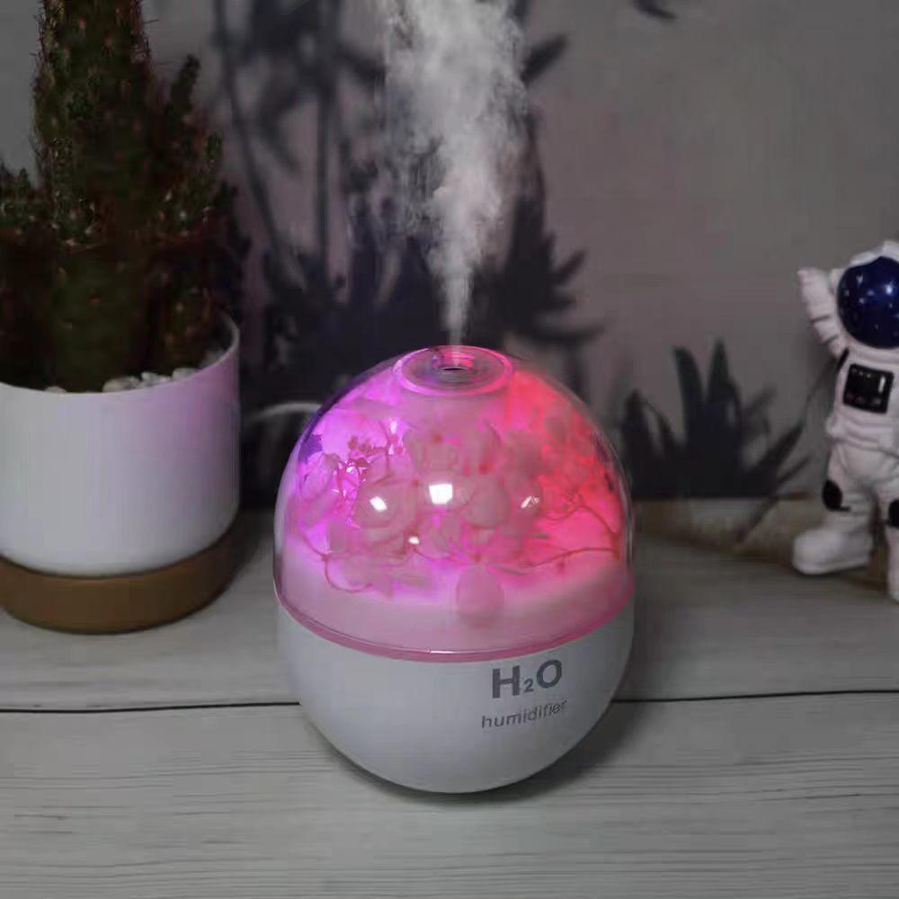 New 1pc Small Flower Ball Humidifier, Silent Operation, Warm Night Light, Suitable for Living Room, Bedroom, Office, Car, Also for Aromatherapy