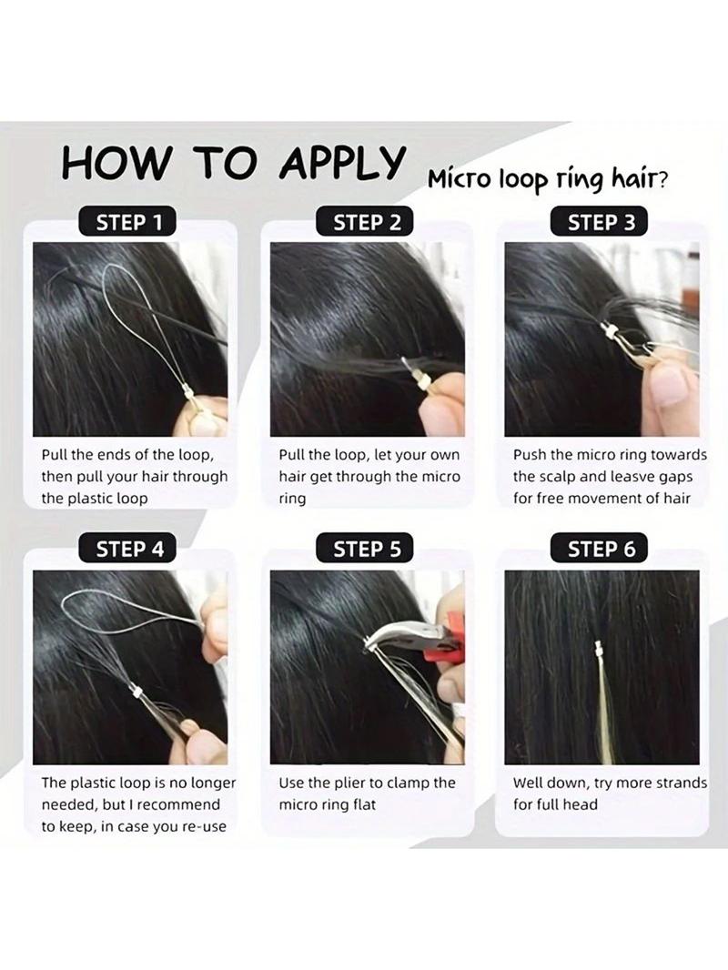 Micro Link Human Hair | Nano Bead Hair Professional Fish Line Hair Extensions, 50pcs Per Pack, 12-22 Inches, 30g Weightless, Multi-Layered Dynamic Effect