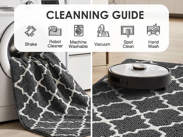 Washable Non Slip Runner Rug, Dirt Trapping Rubber Backing Carpet Runner for Entryway Hallway Kitchen Laundry Room