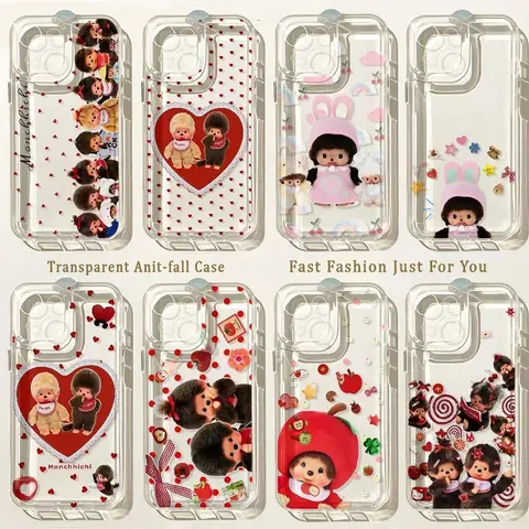 HOT Cute Monchhichis New Phone Case For iPhone 18 17 Promax 17 16 16e 15 14 13 12 11 Pro Max Air Plus & Samsung Galaxy S26 S25 S24 S23 S22 S21 EDGE Ultra Plus FE Shockproof soft silicone Transparent Cover Smartphone Cellphone Protection Protective Casing