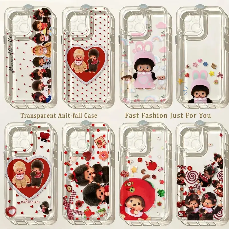HOT Cute Monchhichis New Phone Case For iPhone 18 17 Promax 17 16 16e 15 14 13 12 11 Pro Max Air Plus & Samsung Galaxy S26 S25 S24 S23 S22 S21 EDGE Ultra Plus FE Shockproof soft silicone Transparent Cover Smartphone Cellphone Protection Protective Casing
