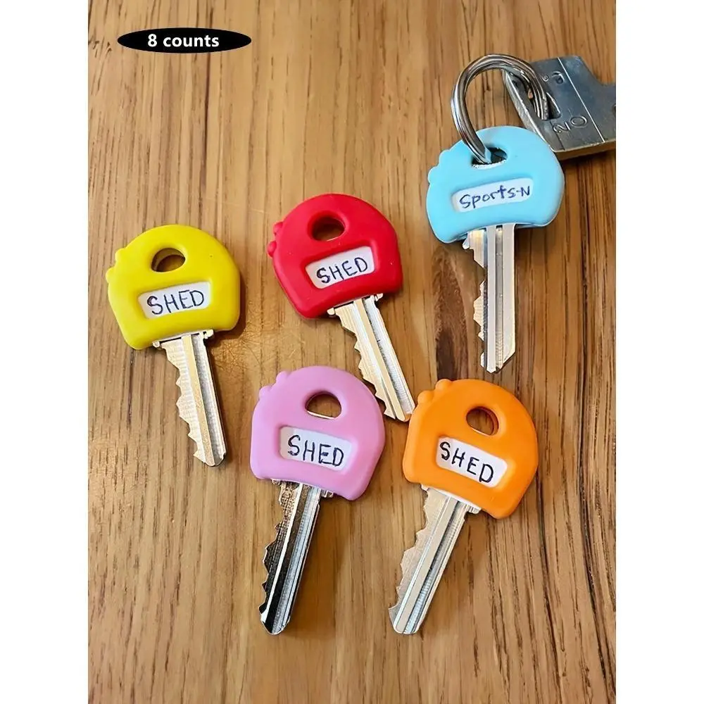 2026 New 8Pcs Assorted Solid Color Silicone Rubber Multipack Key Covers, Minimalist Elastic Scratch-Resistant Portable Identifier Tags for Easy Key Recognition (Bag Accessory Charm)