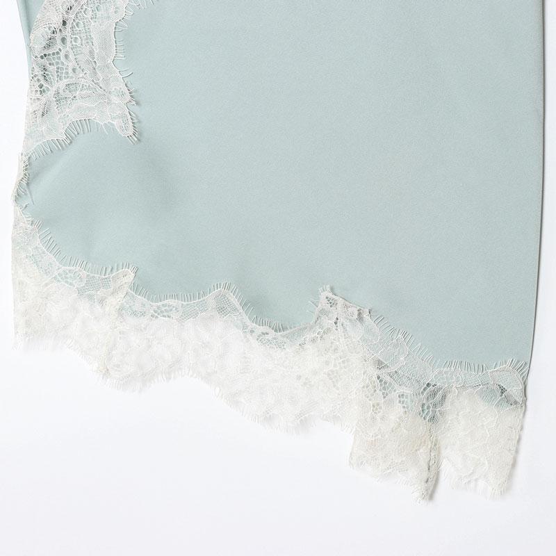 Women's Casual Lace Trim Asymmetrical Spaghetti Straps Cami Top for Summer