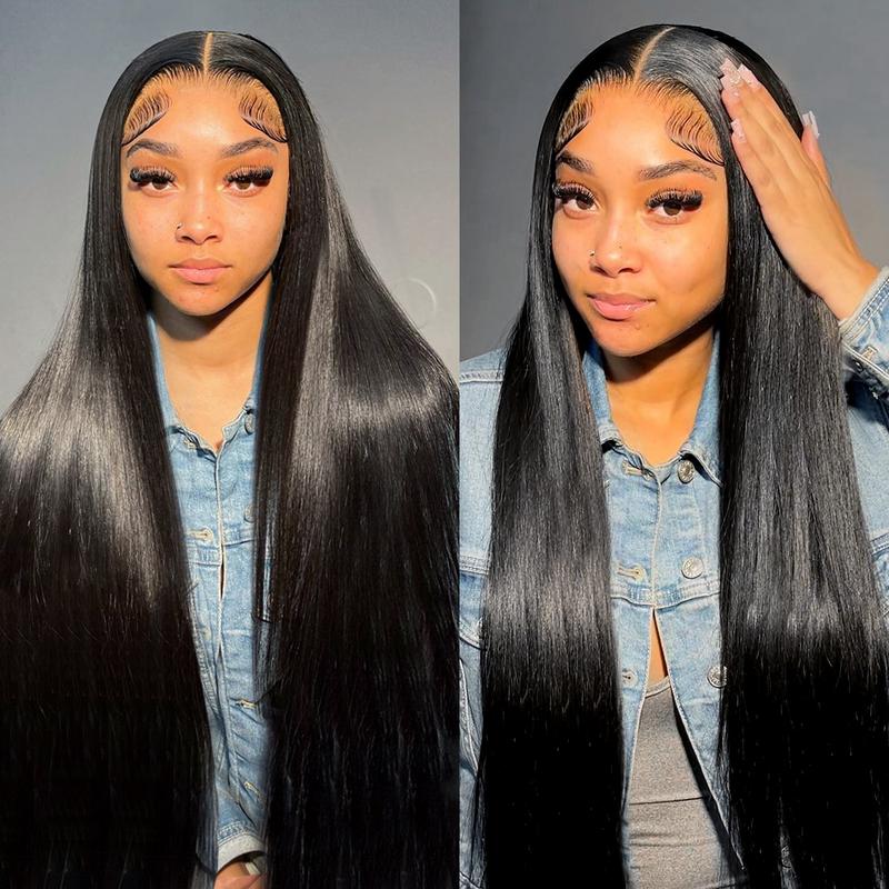 Bling Hair Straight 13x6 Hd Lace Front Wigs Human Hair 180 Density 13x4 Transparent Lace Frontal Wigs with Baby Hair Natural Hairline Long Straight for Black Women Natural Color FallFreshness