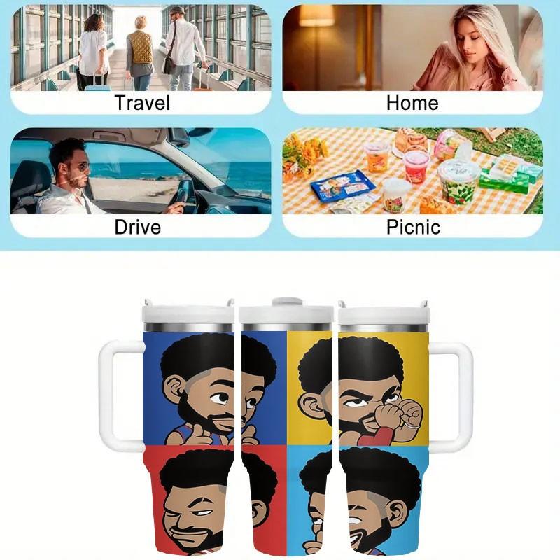 1pc Cute Cartoon Insulated Cup, Vacuum Dual-Layer Stainless Steel, Long-Lasting Heat and Cold, Portable Coffee Cup for Office and Travel