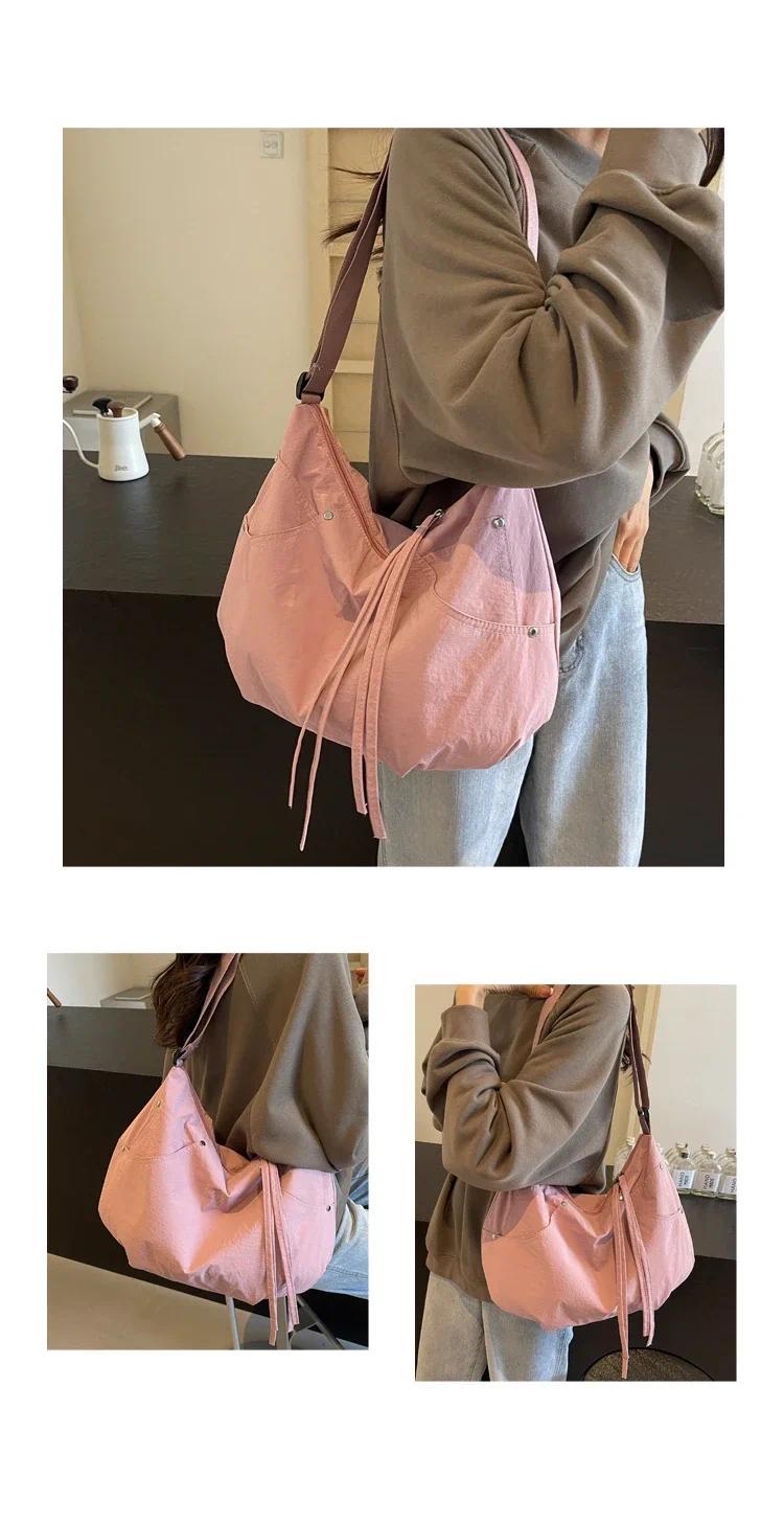 Zipper Solid Nylon Women's Handbags 2026 High Quality Sewing Thread Bags for Women Casual Interior Compartment Crossbody Bags
