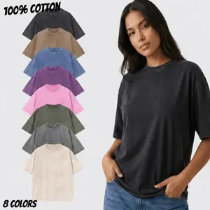 1/6 PCS Women Cotton T-Shirts Oversized Half Short Sleeves Casual Loose Soild Streetwear Tops, Unisex Retro Street T-Shirts, Loose Fit Acid Washed
