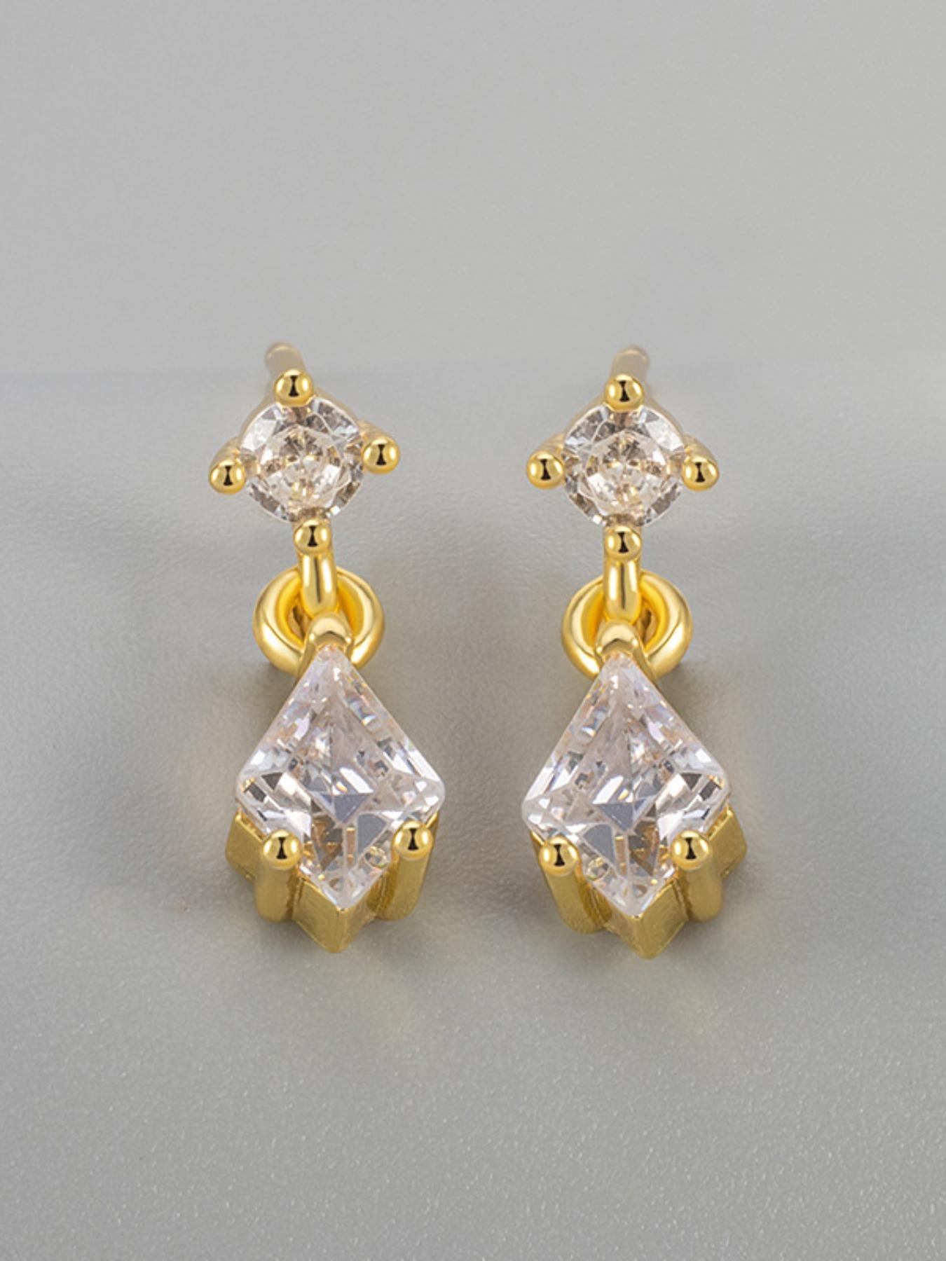 Adorable Waterdrop Zircon Earrings, Delicate Small Diamond Studs, Unique Non-Repeat Design, Silver Color, Perfect for Daily Wear