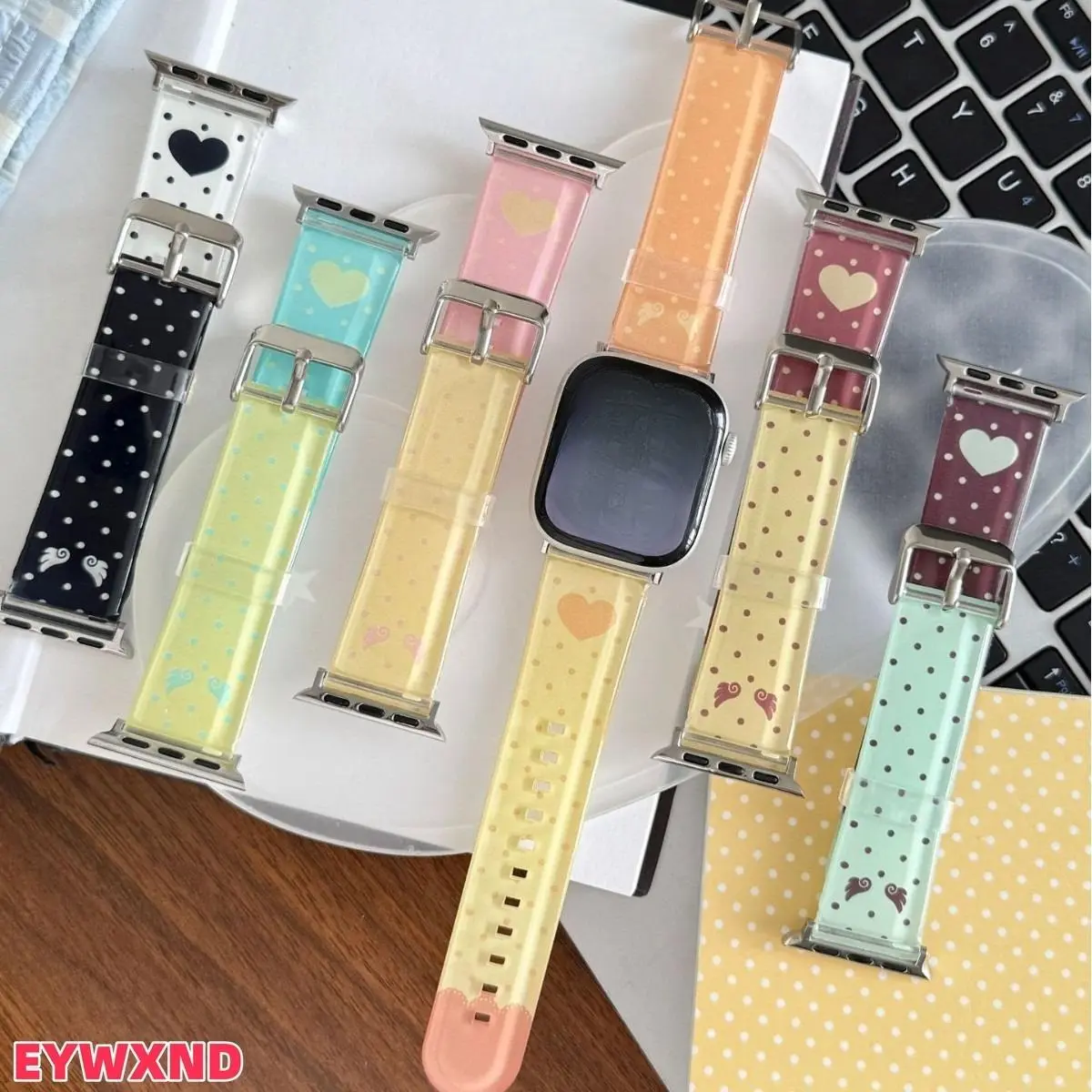 EYWXND Unisex Patterned Sporty Watch Strap - Checks/Dots, Hearts Designs, Fabric Lamination - Fashionable Watch Accessories, Versatile Replacement Strap for Casual Sports & Outdoor Use