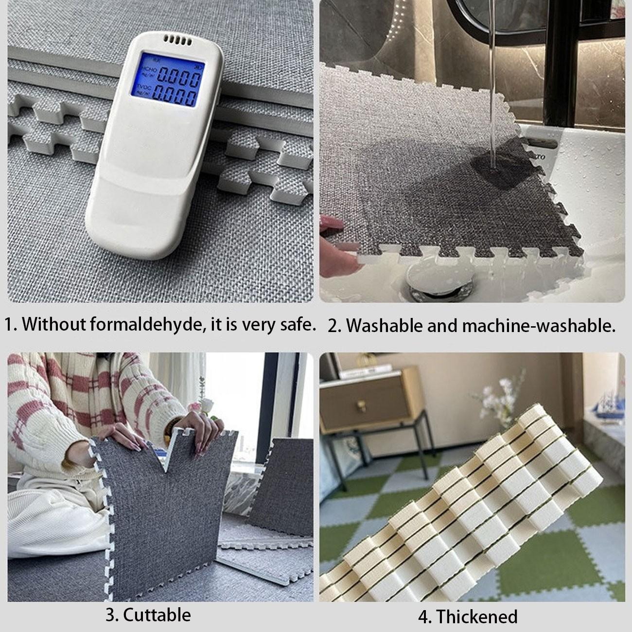 20-Piece Linen Patchwork Rug Set, Interlocking, Washable, Durable, Ideal for Bedroom, Living Room, Balcony, Office, 59.05x47.24 Inches