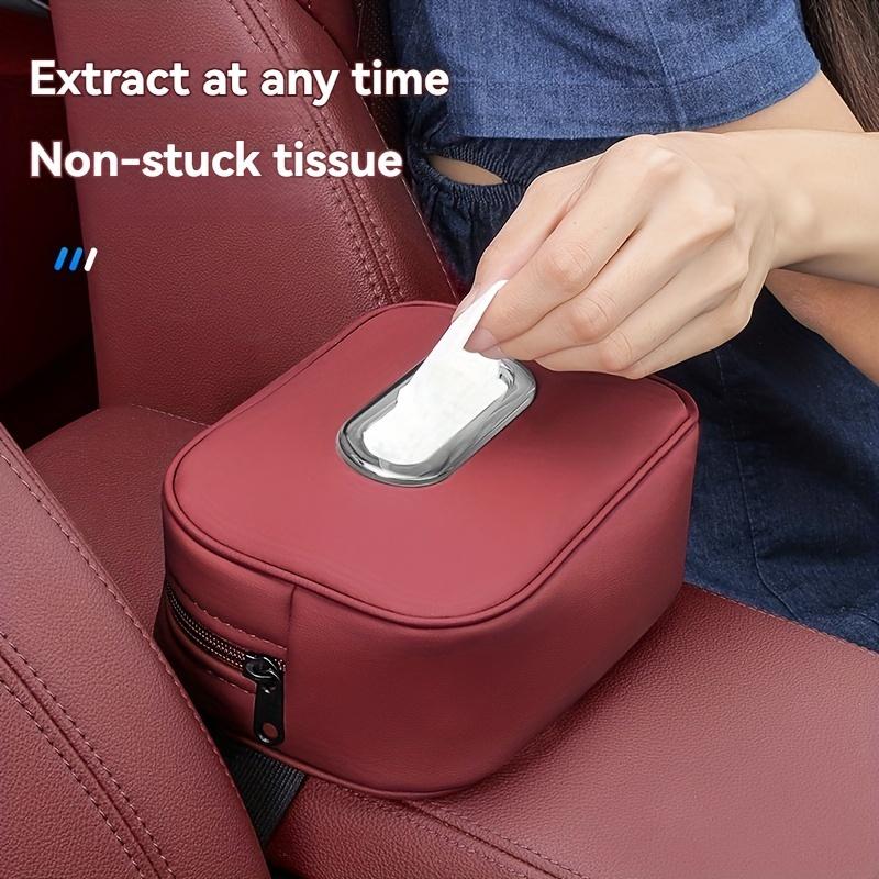 1 piece PU leather car tissue box bracket, multi-functional storage box, suitable for sun visor, seat back, armrest - vehicle interior accessories