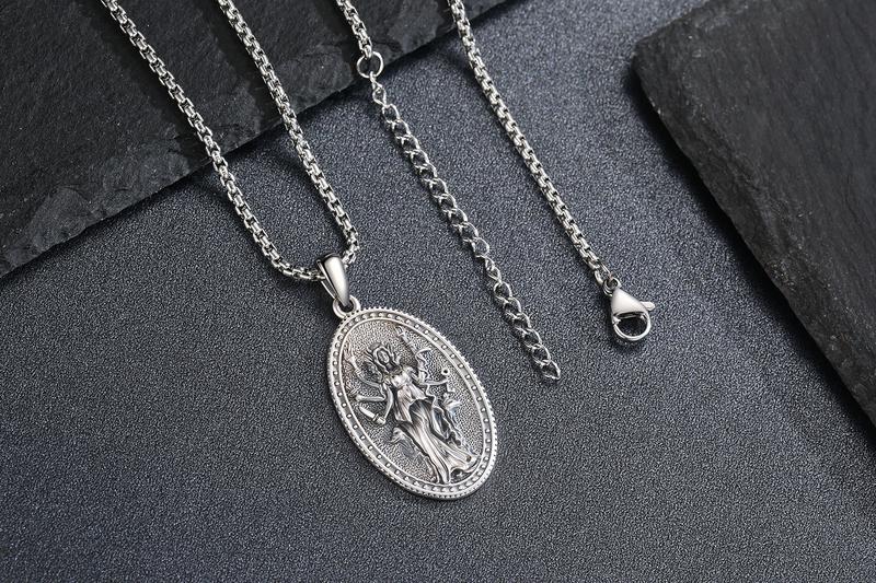 DRINSPER Hecate Necklace 925 Sterling Silver Goddess of Witches of Magic Hekate Pendant Necklace Ancient Greek Mythology The Ancient Origins of the Goddess of Witchcraft and Moon Amulet Jewelry Pagan Jewelry for Women Men TikTokShopBlackFriday