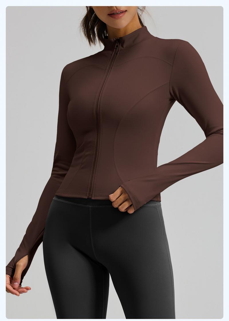 Women's  Slim Fit High Stretch Yoga Top,Long Sleeve Sports Jacket, Lightweight Workout Coat for Running