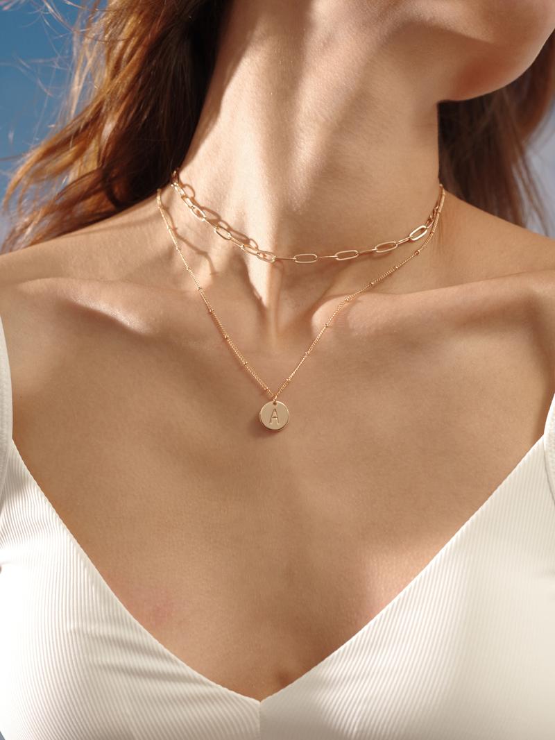 Fettero Personalized Initial Necklaces for Women Dainty Layered Necklace with gold necklace Perfect gift initial letter pendant necklace