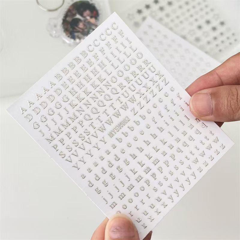 1/3pcs Silver Letters Star Stickers Y2K Kpop Toploader Deco Journaling Stickers Aesthetic Korean Stationery Art Decals for Phone