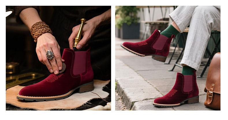 Men's Western Cowboy Boots, Square Toe Chelsea Boots And Bare Cowboy Boots, Men's Casual Retro Fashion Boots, Brown