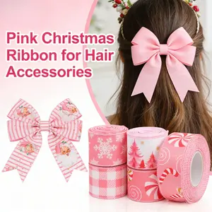 Christmas Grosgrain Ribbon with Wire Edges, Decorative Gift Wrapping Ribbon for Hats, Bows, Clothing & Crafts, Festive Decoration