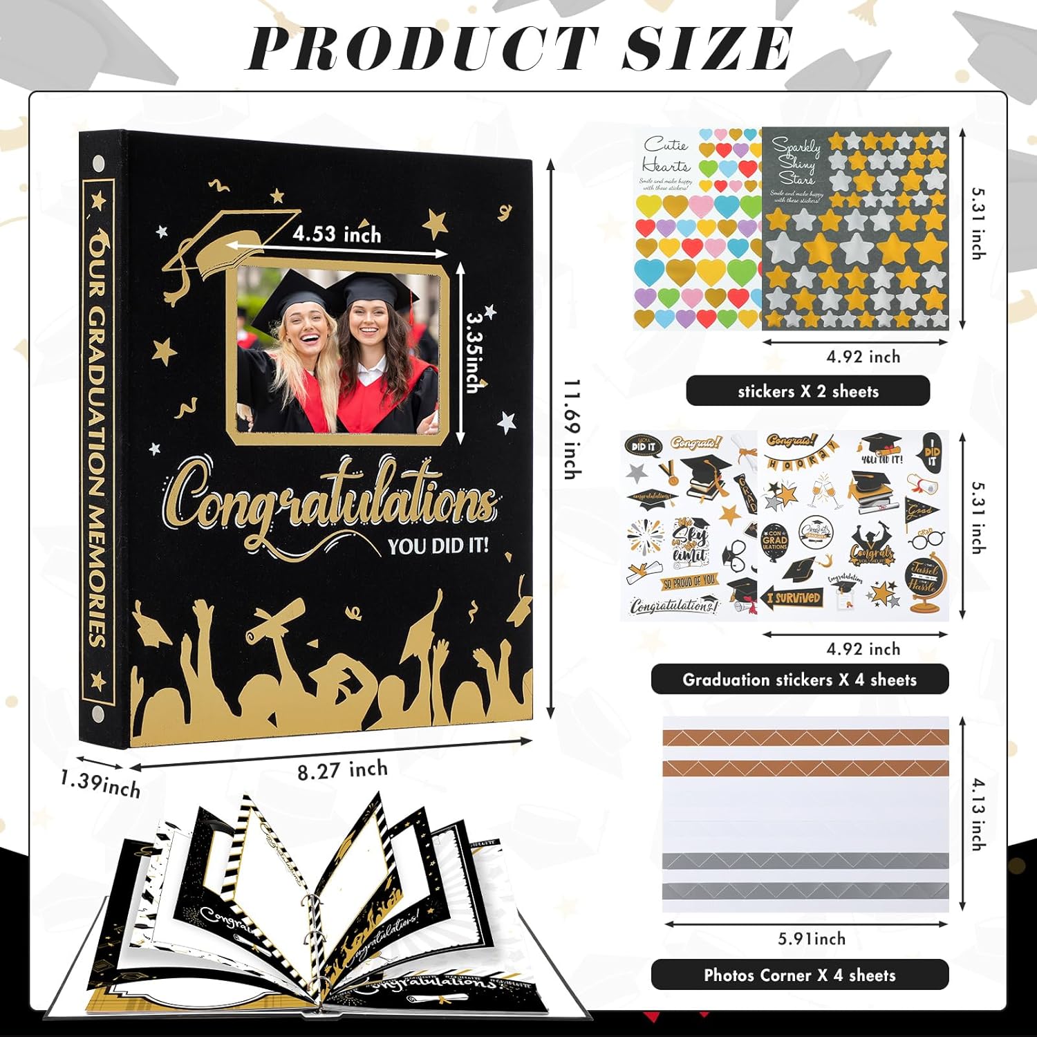 Graduation Scrapbook Kit A4 Photo Album 60 Pages Removable DIY Memory Scrap Book Grad Picture Album with Stickers Holds 4x6 5x7 8x10 Pictures for Grad Class of 2026 Graduation Gifts(Classic) Graduation Scrapbook Kit A4 Photo Album 60 Pages Removable DIY Memory Scrap Book Grad Picture Album with Stickers Holds 4x6 5x7 8x10 Pictures for Grad Class of 2026 Graduation Gifts(Classic)