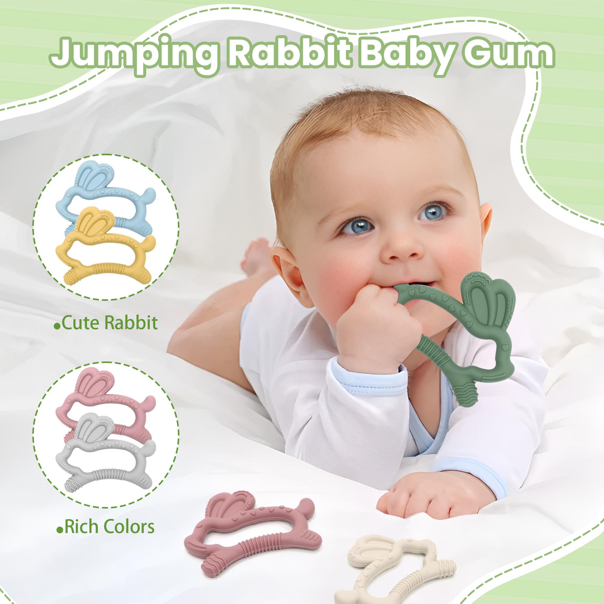 Baby Teething Toy, Easy to Grip Rabbit Silicone Teether, Comfortable & Safe Design, Perfect for Soothing Baby Gums