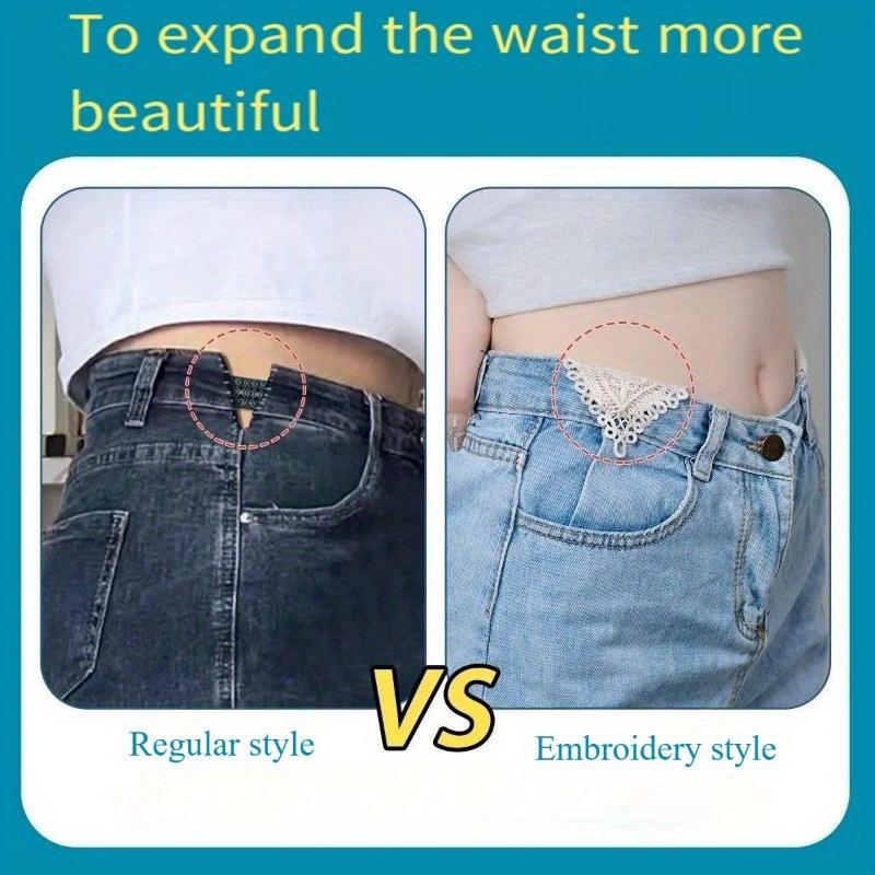 Embroidered waist extension piece for jeans -5pcs, hand sewn waist extension for secure installation, waist circumference for larger size, water washable, adjustable and extended