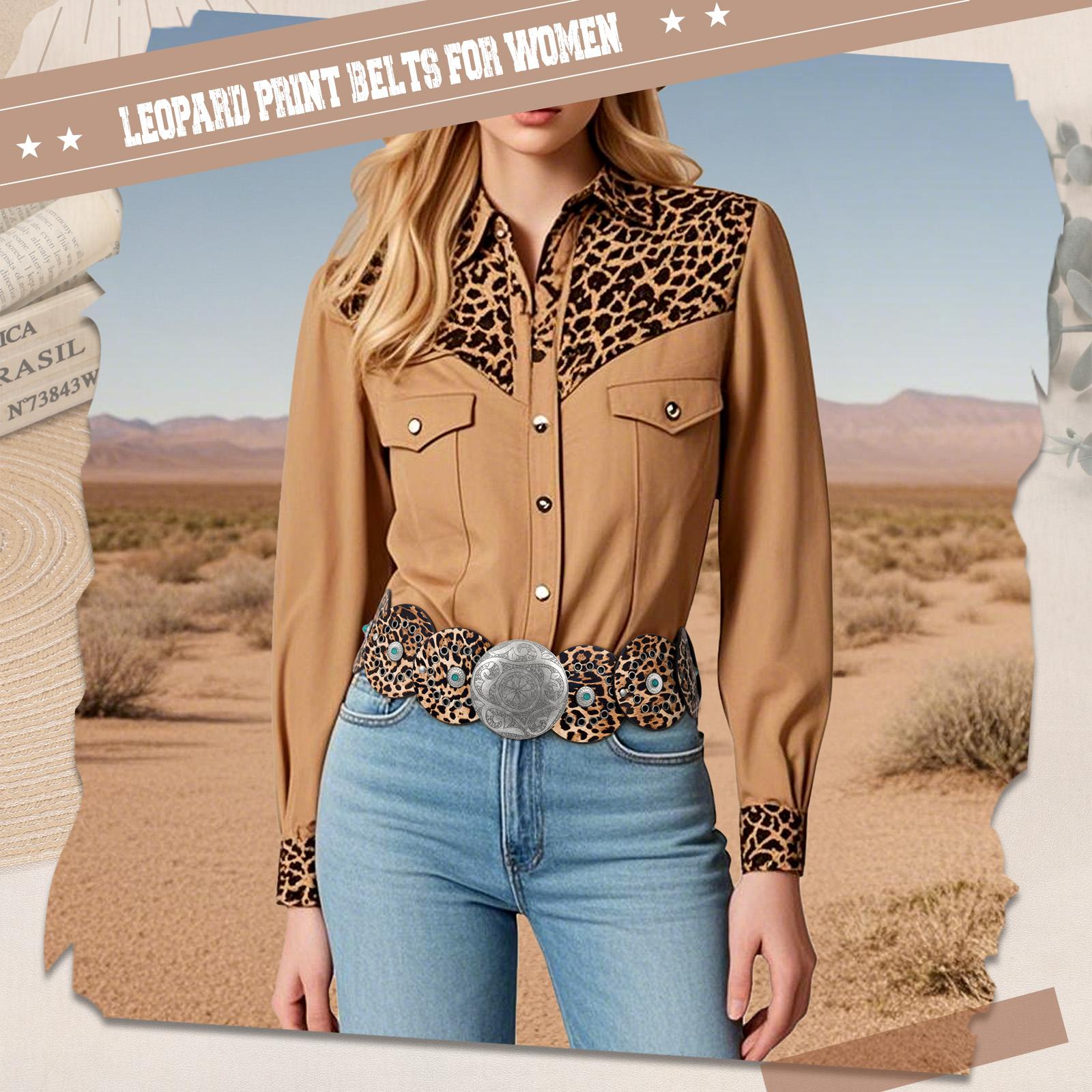 SUOSDEY chunky belt vibes Western Belts for Women Vintage Disc Waist Belts Concho Leather Belts Boho Waist Belt for Dress Jeans