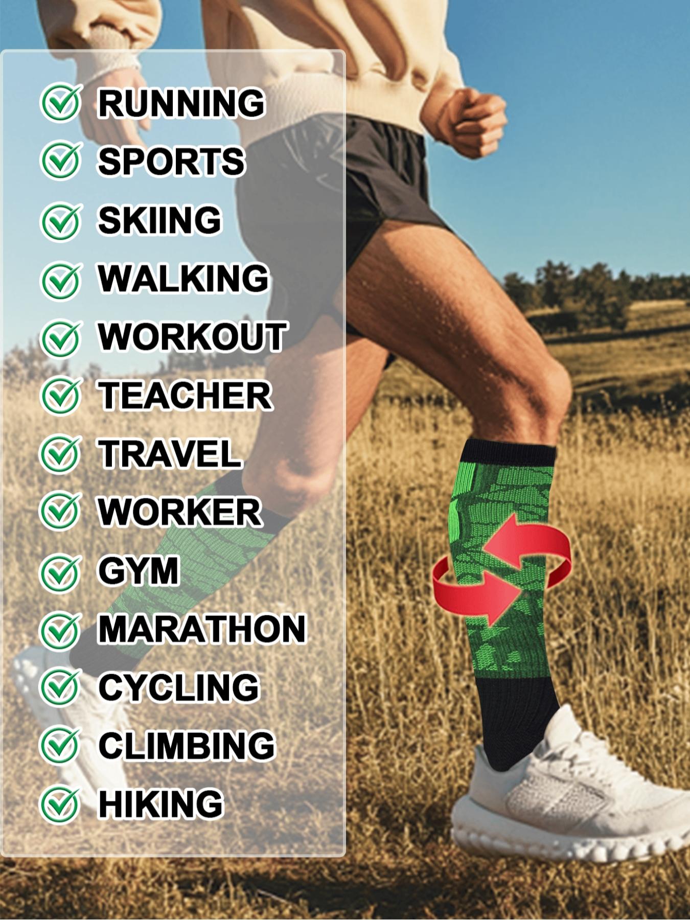6 pairs of men's and women's compression socks wide calf men's and women's booster socks for circulation, running, nurses, pregnant women Support for blood circulation Various colour patterns available Breathable Compression Socks