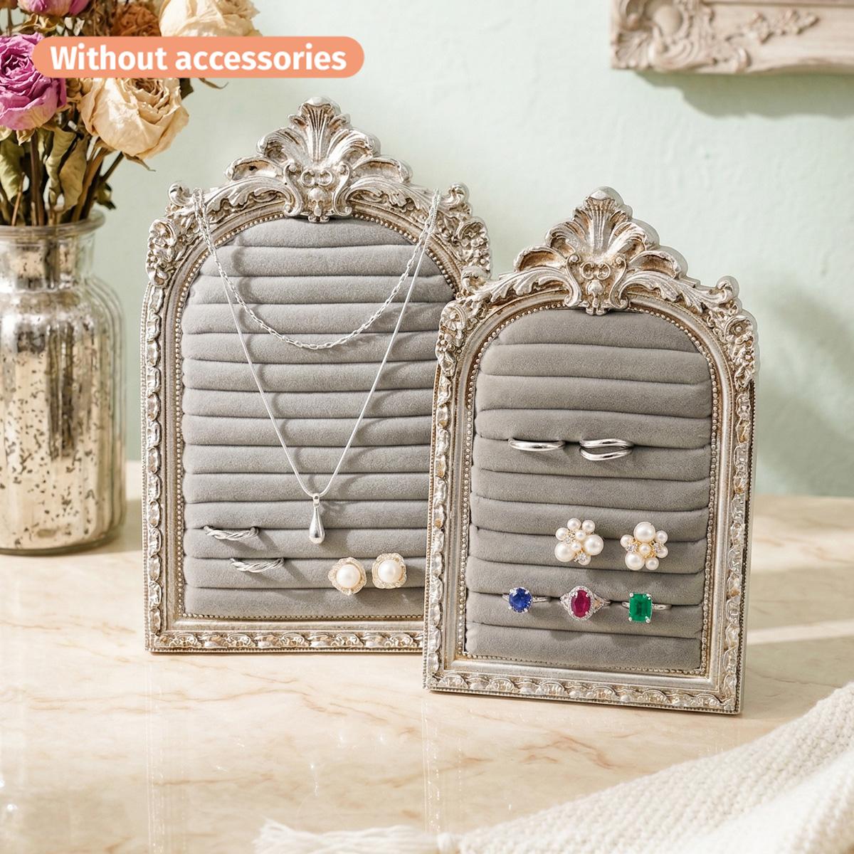 Vintage Silver Color European Style Decorative Jewelry Display Stand, Resin Material, Home Bathroom Decoration, Jewelry Organizer