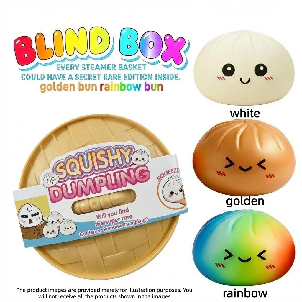 Expressive Big Dumpling Squishy - Mysecret Bun Fidget Toy, Soft TPR Material, Stress Relief, Stress Ball, Unboxing Surprise, Random Style per Pack. Valentine's Day and Easter gifts, suitable for children to exchange gifts