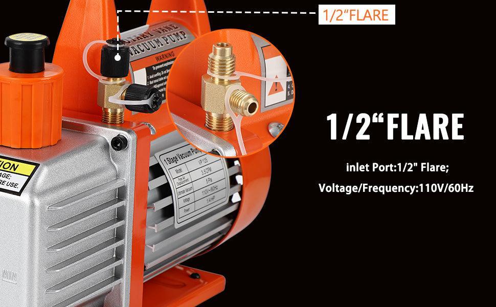 GARVEEVersatile GARVEE Rotary Vane Vacuum Pumps: Choose from 3.5CFM to 5CFM, 1/4HP to 1/2HP, Ideal for HVAC, Refrigeration Maintenance, Resin Degassing, and Vacuum Packaging with Oil Bottle for R12, R22, R134a, R410a.