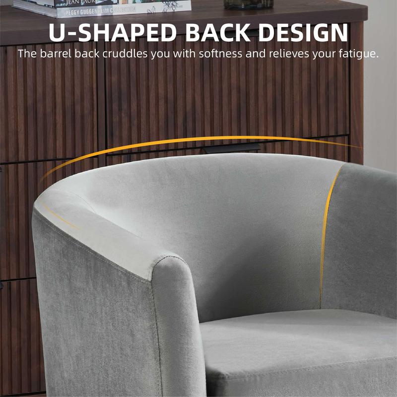 【TikTokShopBlackFriday】Velvet Accent Chair with Ottoman, Modern Barrel Armchair for Living Room Bedroom Office, Comfy Upholstered Lounge Chair with Padded Seat and Armrests, 4 Color Options