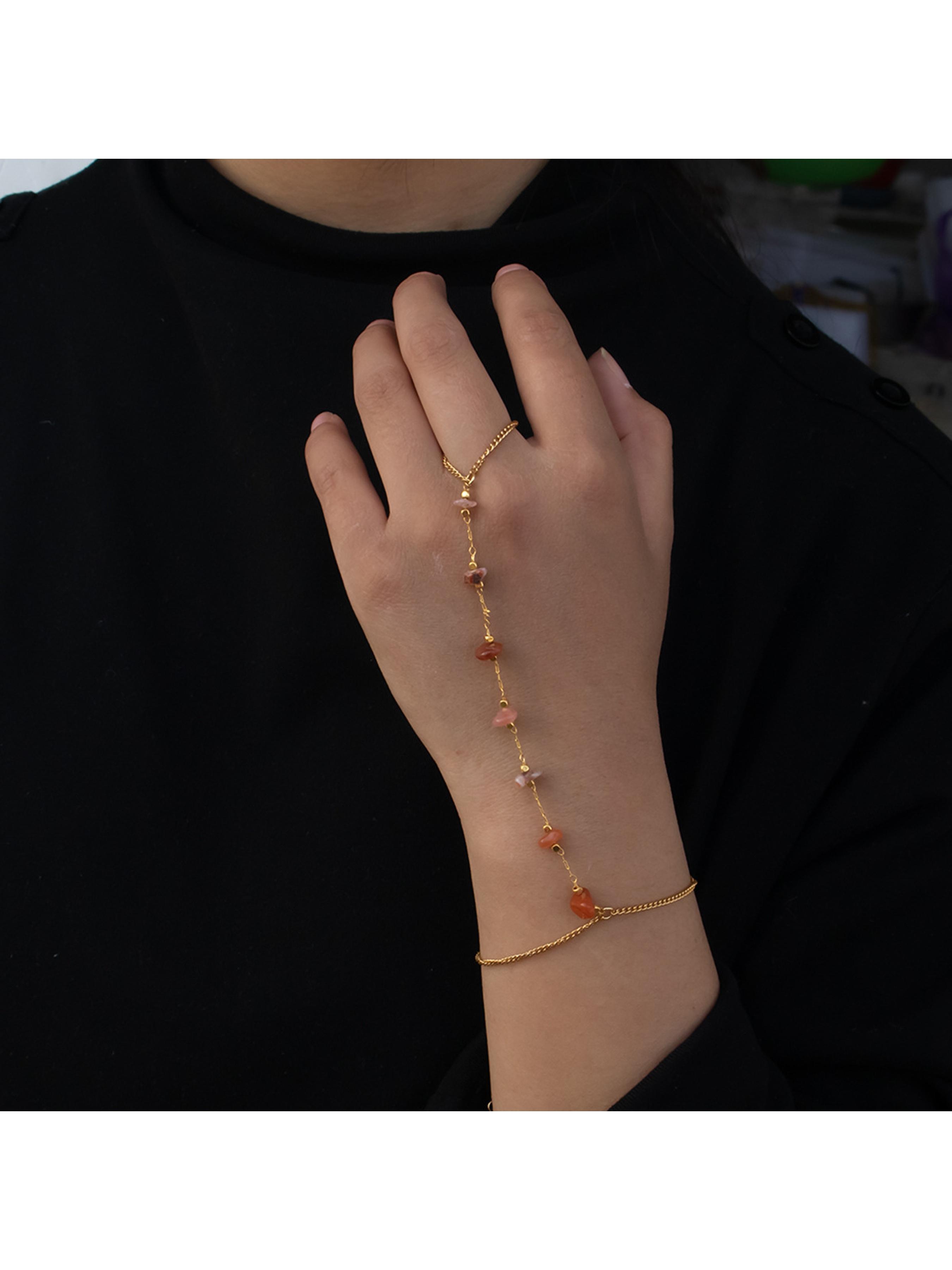 Natural Gemstone Back Bracelet Necklace, 14k Gold Plated Stainless Steel, Healing Crystal Pendant, Adjustable, Waterproof, Ideal Gift