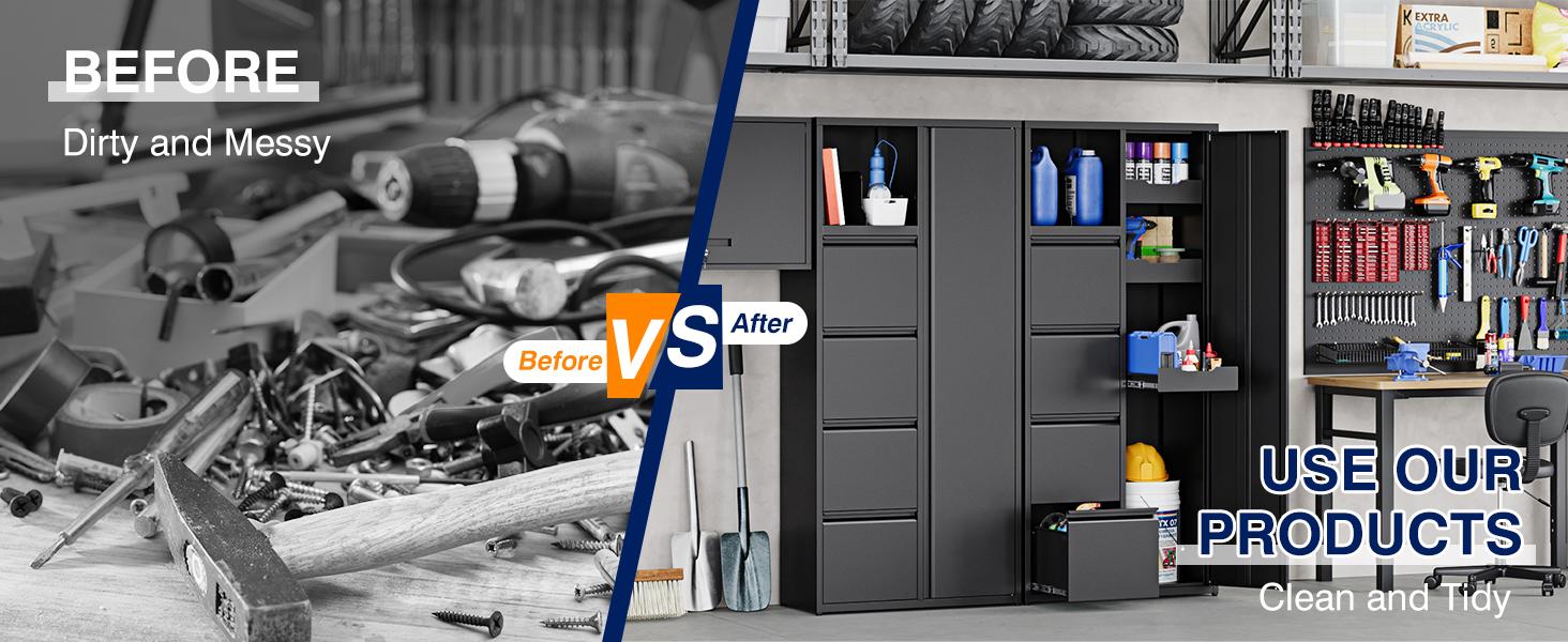 Letaya Metal Garage Storage Cabinet with 4 Drawers, 71" Heavy Duty Tool Cabinet with Door,Tall Steel Storage Cabinet,Utility Tool Cabinet for Garage,Warehouse,Workshop Letaya Metal Garage Storage Cabinet with 4 Drawers, 71" Heavy Duty Tool Cabinet with Door,Tall Steel Storage Cabinet,Utility Tool Cabinet for Garage,Warehouse,Workshop