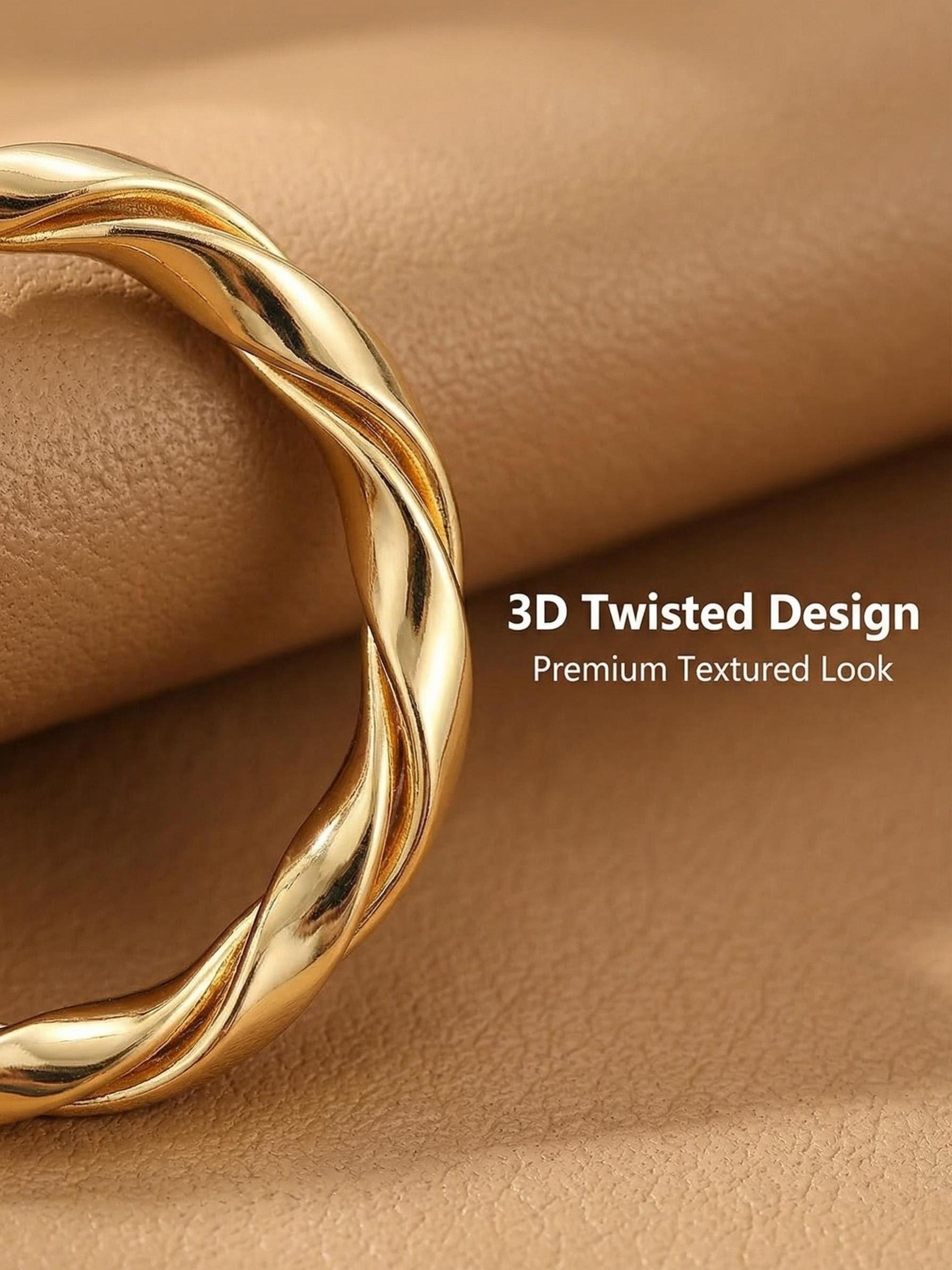 18k Gold Plated Twisted Large Circle Earrings, Luxury Vintage Simple Ring Ear Jewelry, Elegant Fashion Accessory for Women