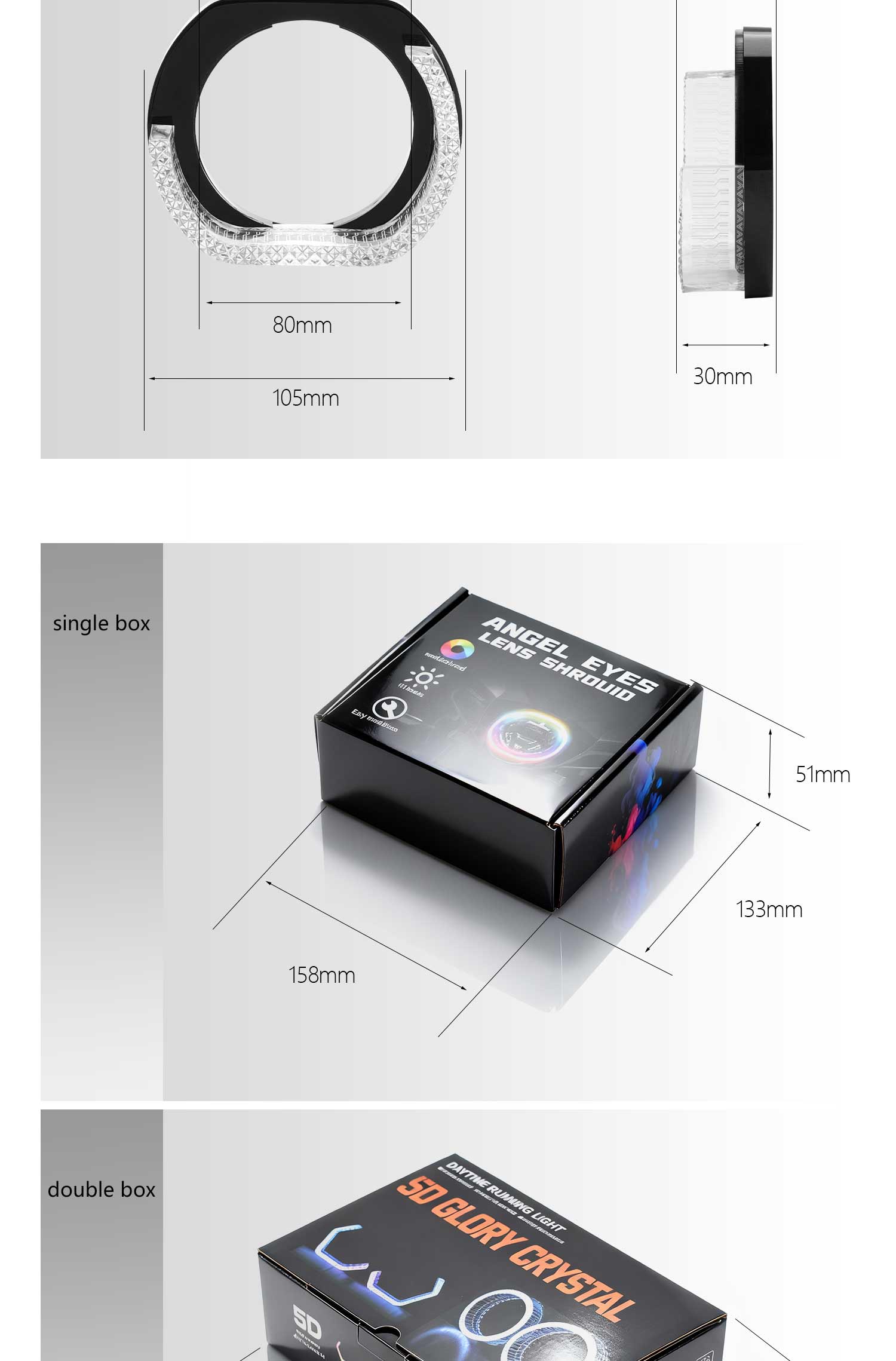 2PCS 5D RGB Angel Eyes Halo Rings Lights with Turn Signal Lights APP Bluetooth LED Motorcycle Retrofit DRL Car Headlight 12V