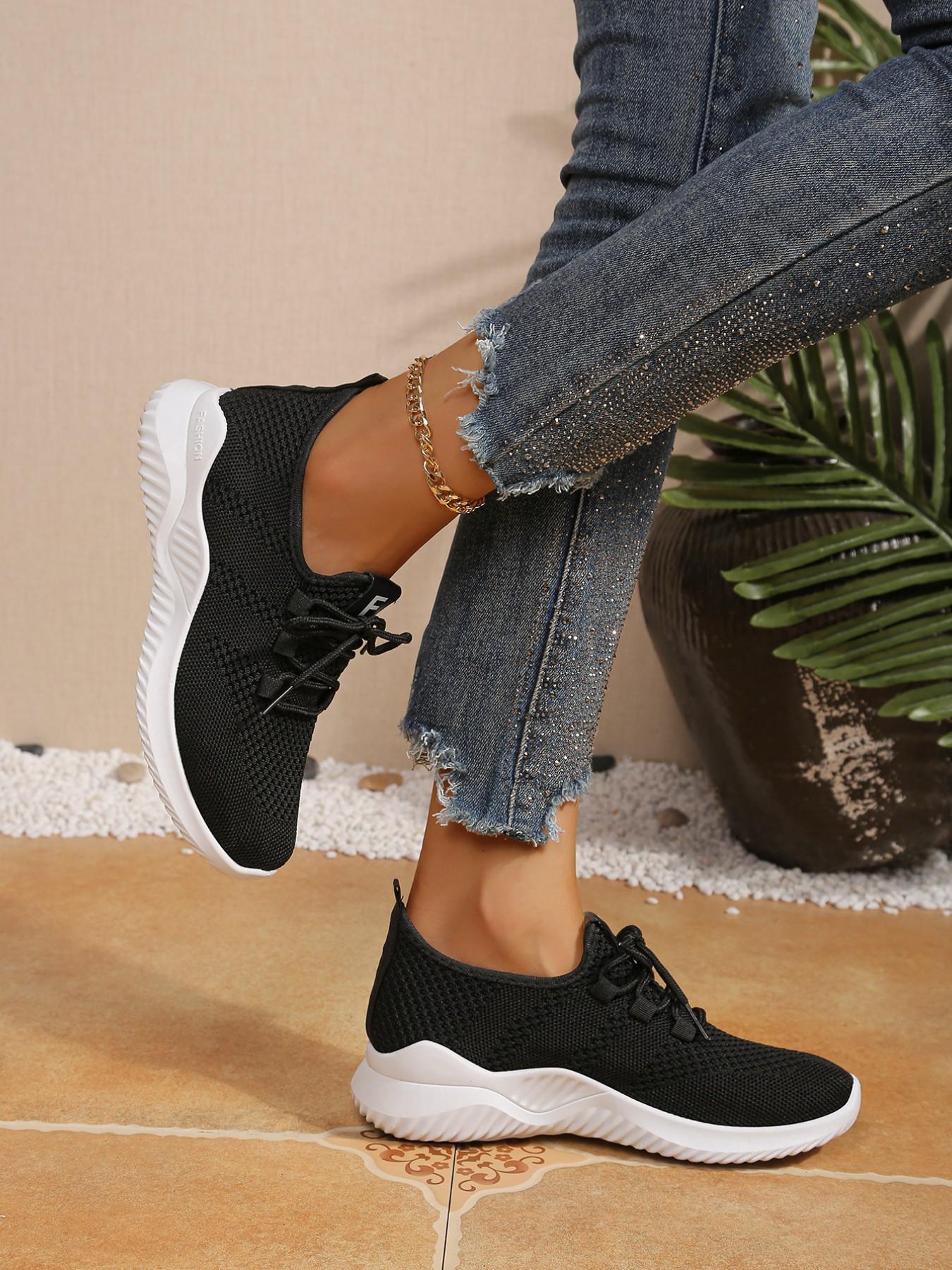 Ultra-Light Breathable Knit Sports Shoes for Women, Anti-Slip Soft Sole Casual Shoes, Daily Commute Lazy Sports Shoes, Round Toe Sneakers, Lightweight Breathable Sneakers