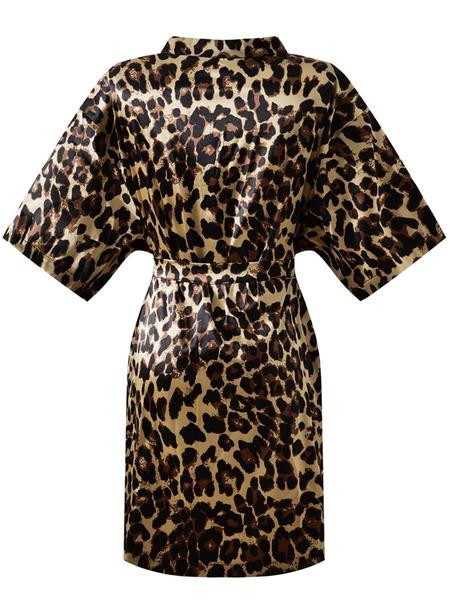 Women's Leopard Print Belted Robe, Casual V Neck Wrap Robe, Soft Comfortable Nightgown for All Seasons