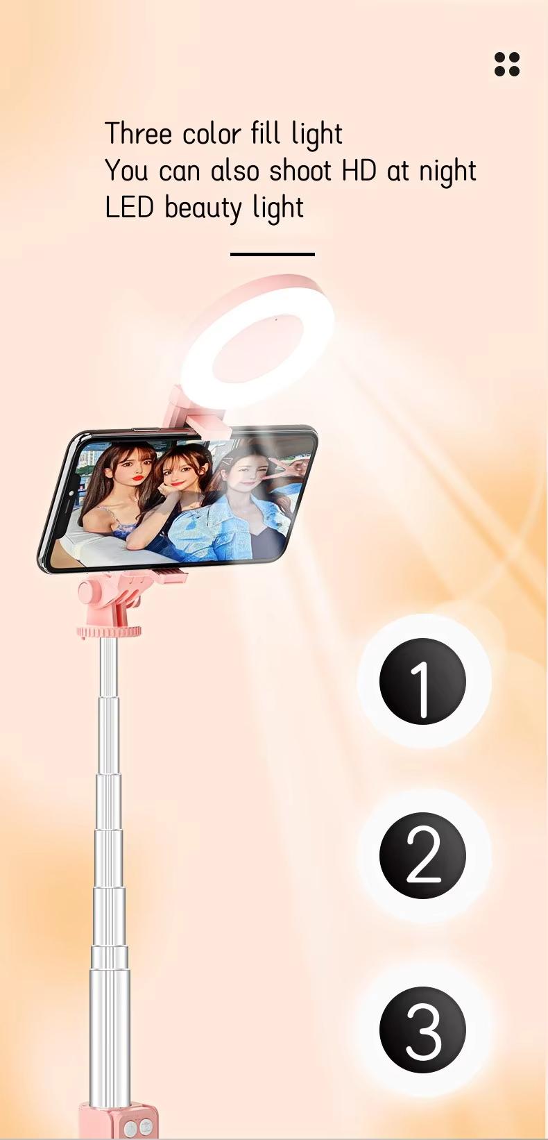 67 Selfie Stick Tripod with Ring Light 360°Rotation, Dual Fill Lights, Selfie Light，Wireless Remote for iPhone Android phone tripod for Vlog stand content Gifts