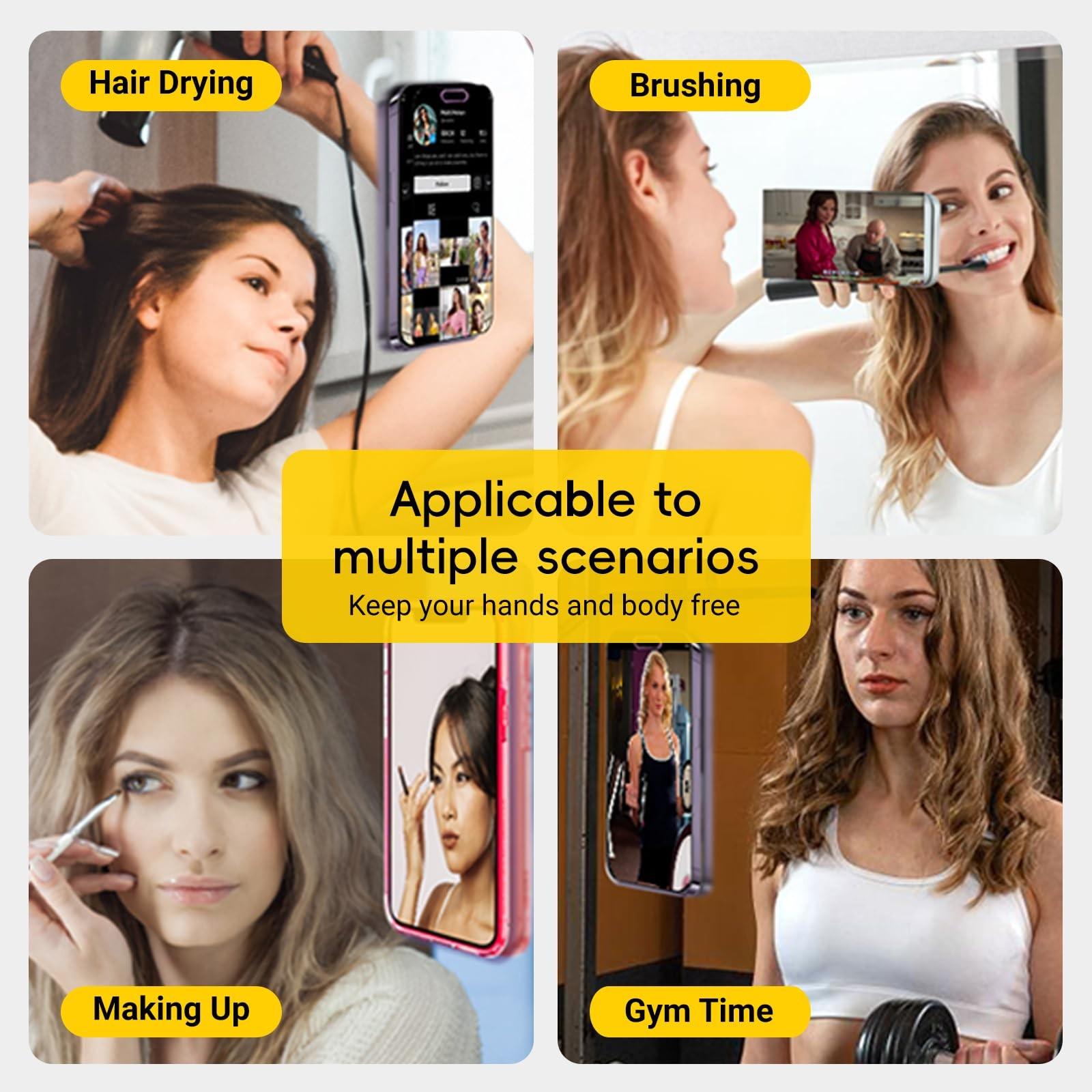 5PCS Black Set Silicone Suction Phone Case Adhesive Mount - Silicone Suction Cup Phone Case Mount - Hands-Free, Strong Grip Holder for Selfies and Videos - Compatible iPhone and Android（Black & Dark Grey & Light Grey & Transparent & White）