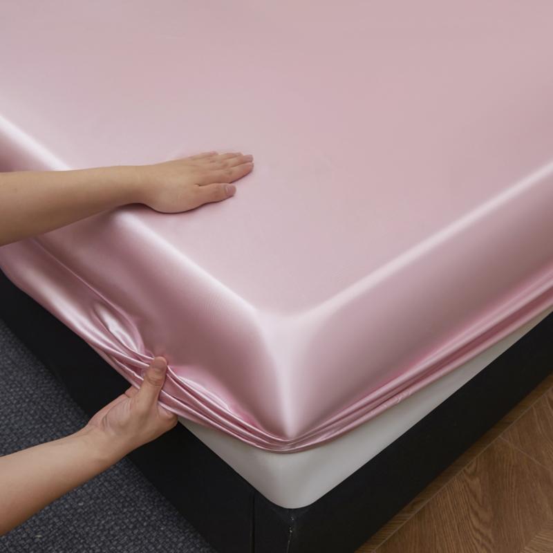 2/3pcs silky satin solid color fitted bed sheet set, dust-proof and dirt-resistant mattress cover, skin-friendly and breathable, cool and comfortable, silk-like bedding, Satin bed sheets, Cooling sheet set, suitable for bedroom/hotel, multiple sizes