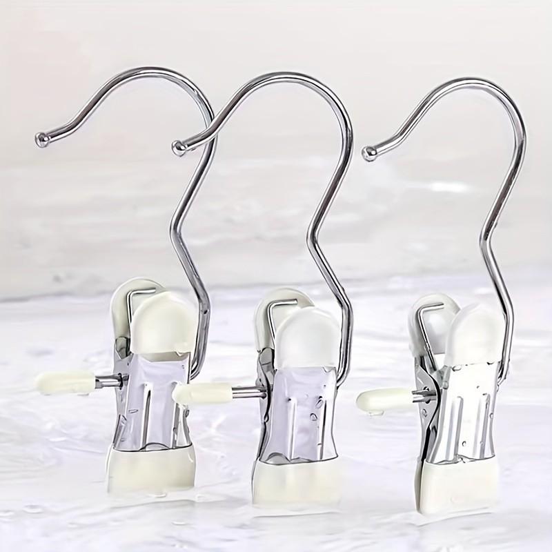 Stainless Steel Clothes Hanger Clip, Multi-Functional Hook for Hats, Shorts, Fabric, Home Use, Socks Drying Hook, No Trace Design