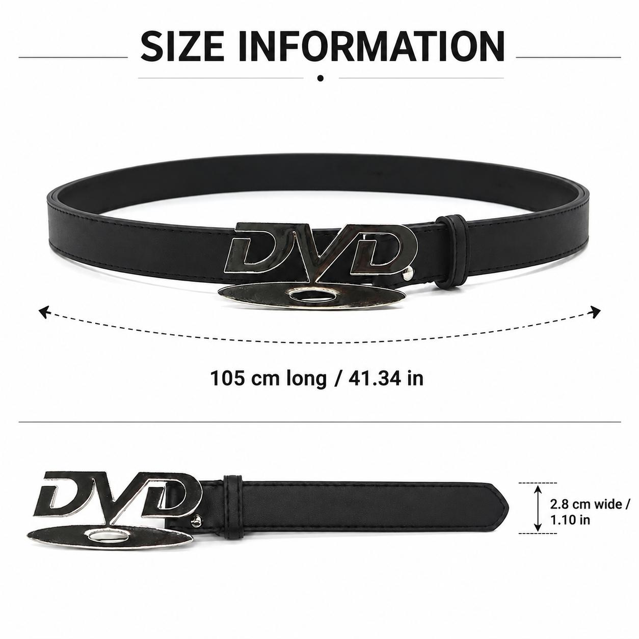 Women’s PU Leather Belt with Letter Buckle, Trendy Black Snap-On Waist Belt Fashionable Adjustable Decorative Belt for Jean