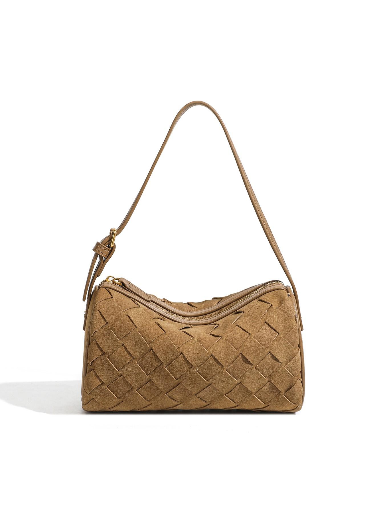 Lazy Person Underarm Bag, Patchwork Woven Small Square Bag, Versatile and Bright, Unique Luxury Underarm Shoulder Bag, Simple Crossbody Handbag