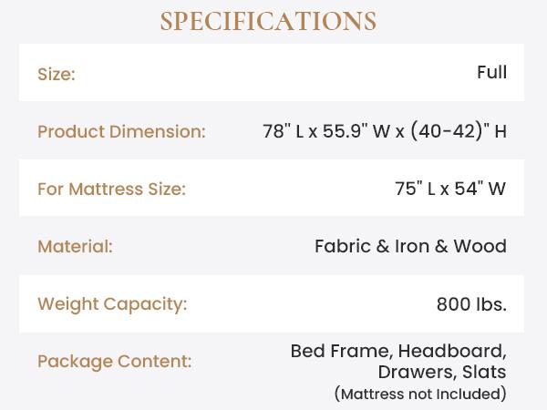 SHA CERLIN Platform Storage Bed Frame with 4 Drawers【Frame Only No Mattress】Adjustable Upholstered Headboard with Button Tufted Design,Wooden Slat Support,No Box Spring Needed,Full/Queen/King #ChristmasGifts#TikTokShopBlackFriday