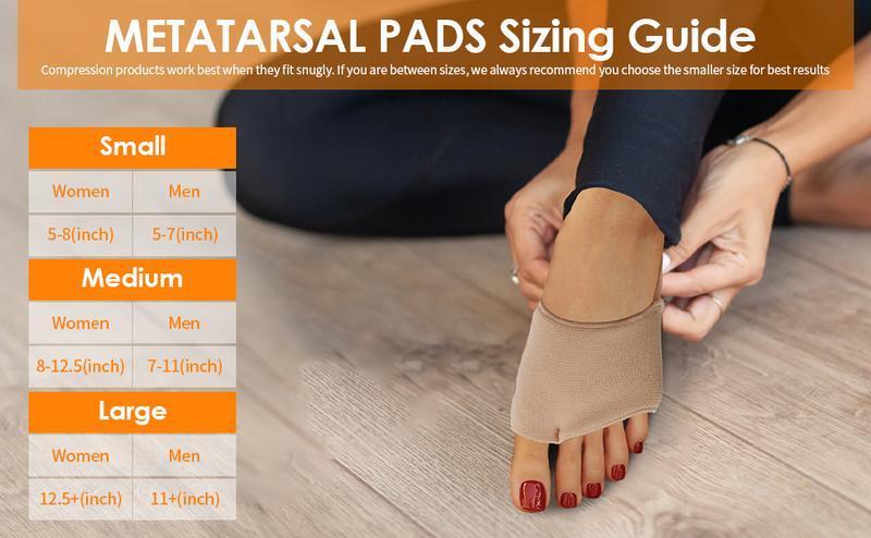 Unisex Metatarsal Pads 2-Piece Set, Socks-Compatible Forefoot Cushions with Thickened Design, Breathable Nylon-Rubber Fabric & Gel, Shockproof for Selfcare, Morton’s Neuroma Help, Runs & Dancesafe, Casual Daily Wear